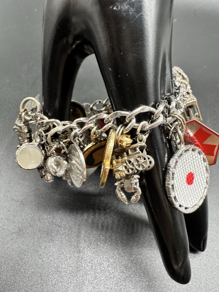 Vintage Firefighter Charm Bracelet with IUFA EMT Elks Conventions 1962–83 Charms