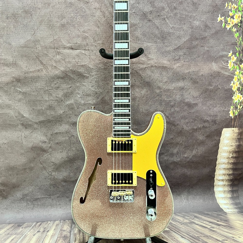 Custom pink silver fine flash TL semi-hollow electric guitar available now