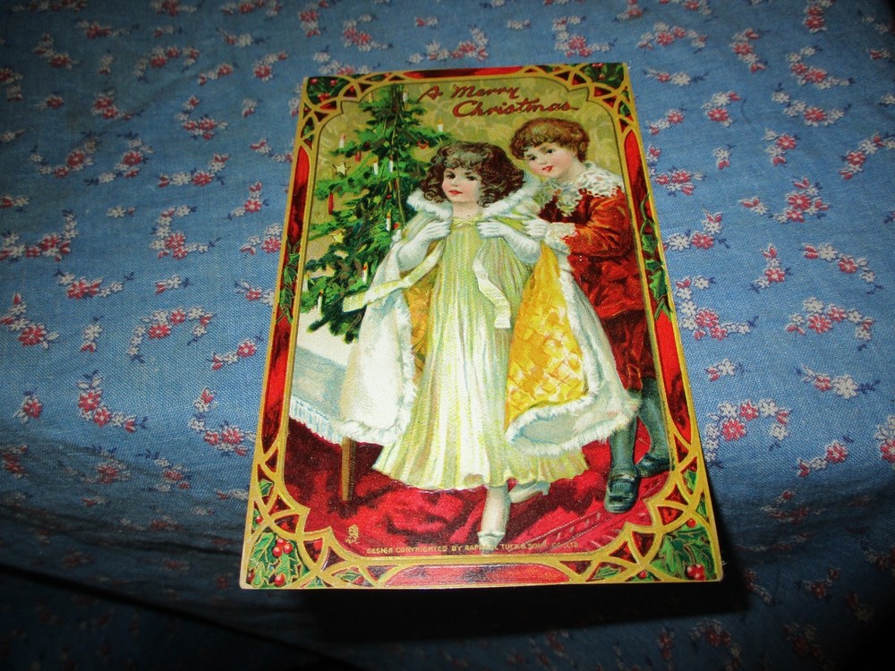 Old Postcard  A Merry Christmas Well Dressed Girl Boy Raphael Tuck & Sons No 512