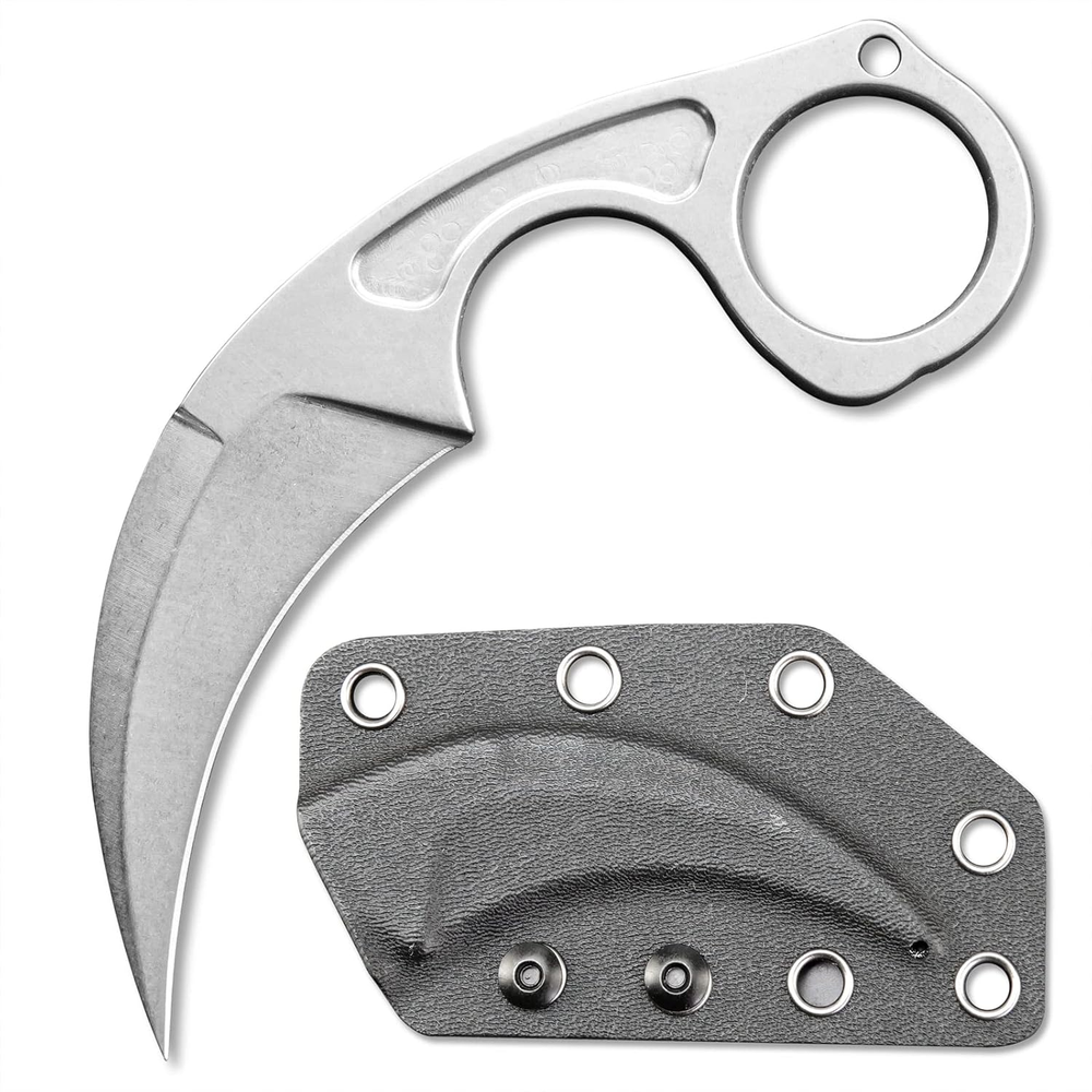 C1293 Outdoor Survival Claw Knife,D2 Steel Blade,Stainless Steel Handle Fixed Bl
