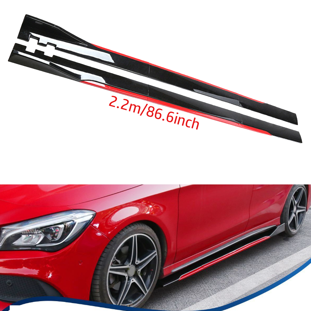 For Universal Side Skirt Extension Body Kit Splitter Spoiler Glossy Black & Red