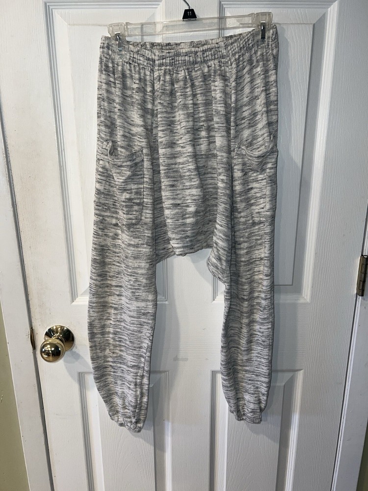 Free People Movement More Chill Harem Pants Terry Joggers Sz Small Grey