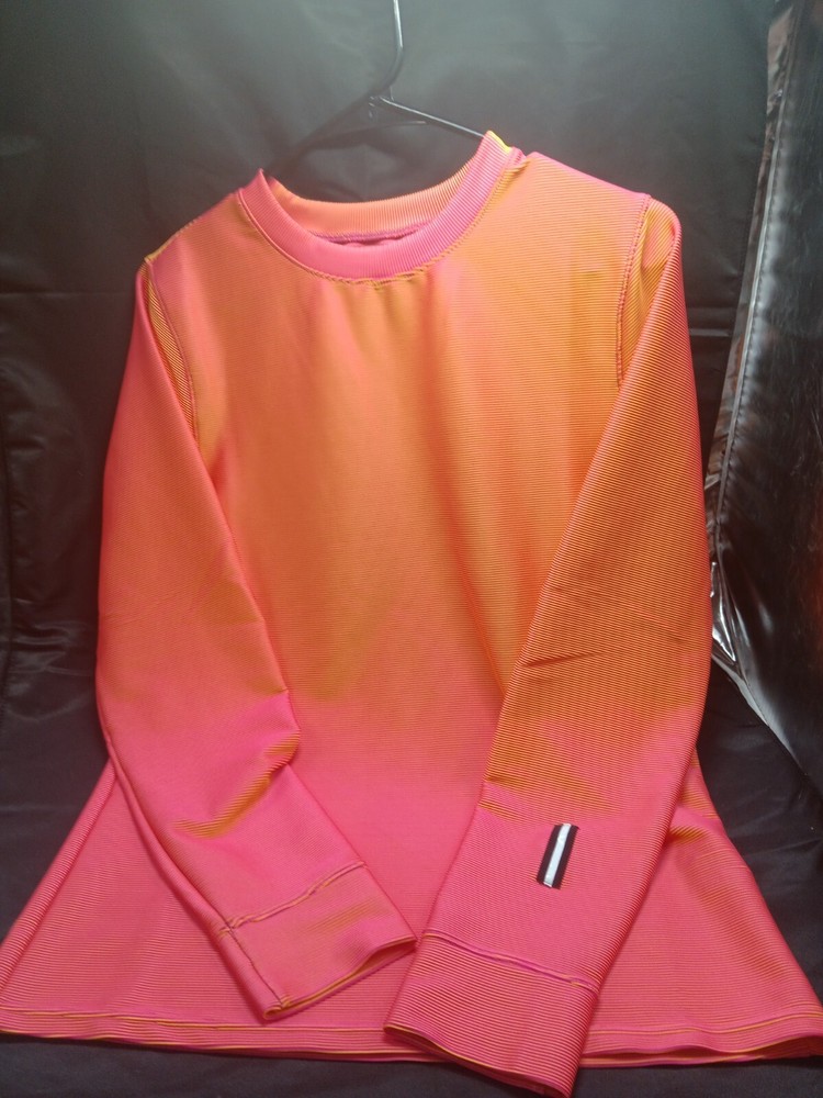 Stretch Double Knit Crew Sweater for Men in Bright Pink Orange