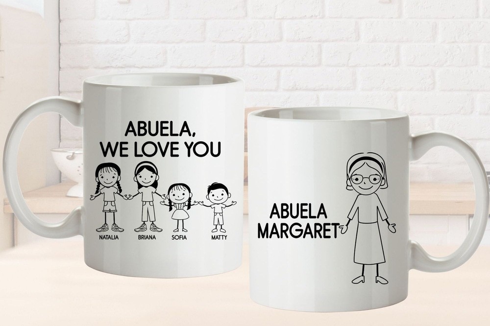 Unique Abuela Bisabuela Gift Mug L Personalized Stick Figure Family L Christmas