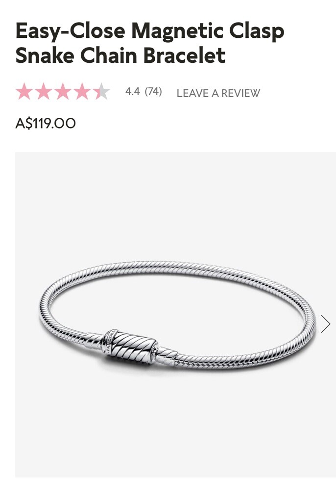 NEW Authentic PANDORA Easy-Close Magnetic Clasp Snake Chain Bracelet WITH box