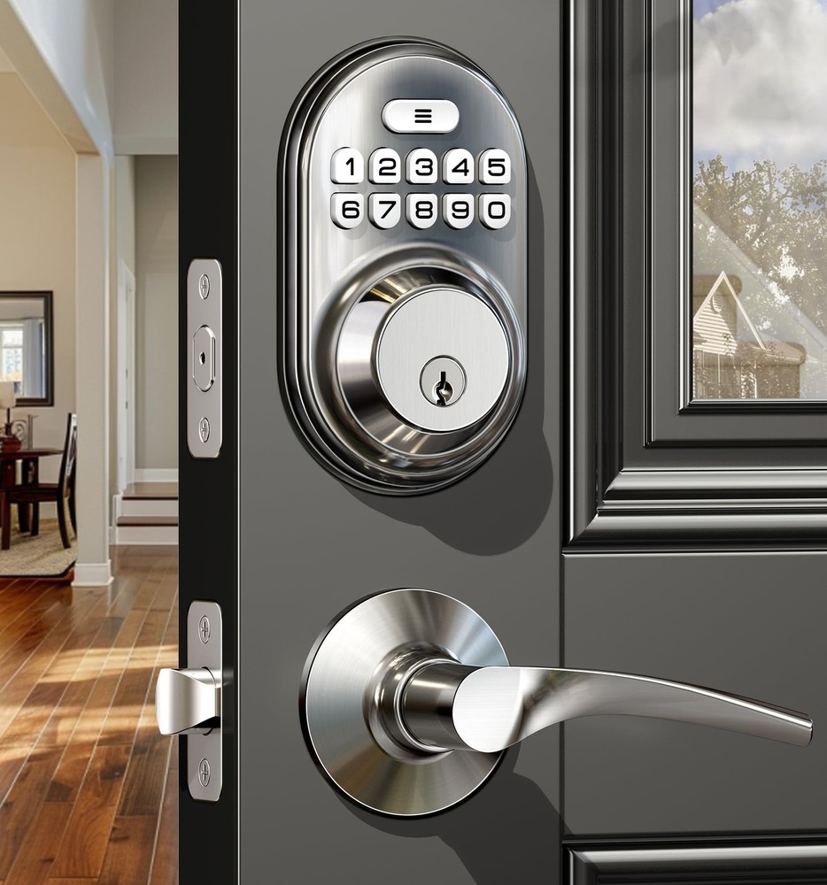 Smart Keyless Entry Door Lock with Dual Lever Handles & Electronic Keypad Deadbolt - Auto Lock