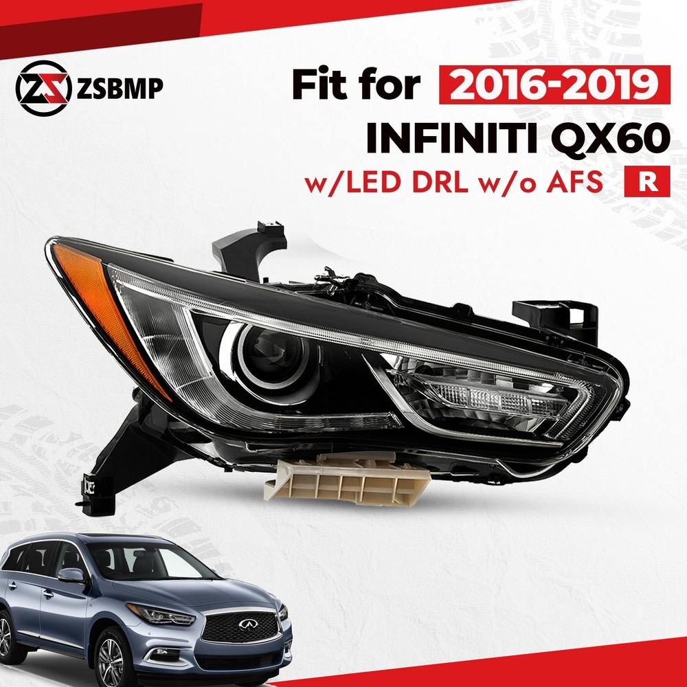 For 2016-2019 Infiniti QX60 HID Headlight Projector w/LED DRL w/o AFS Passenger