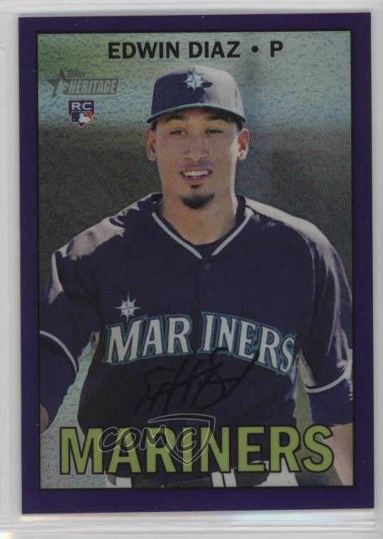 2016 Topps Heritage High Number Chrome Purple Refractor Edwin Diaz Rookie RC
