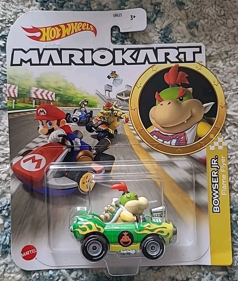 💥 Hot Wheels Mario Kart / BOWSER JR 🔥/ Flame Flyer / Die-Cast Car Rare 2020 💥