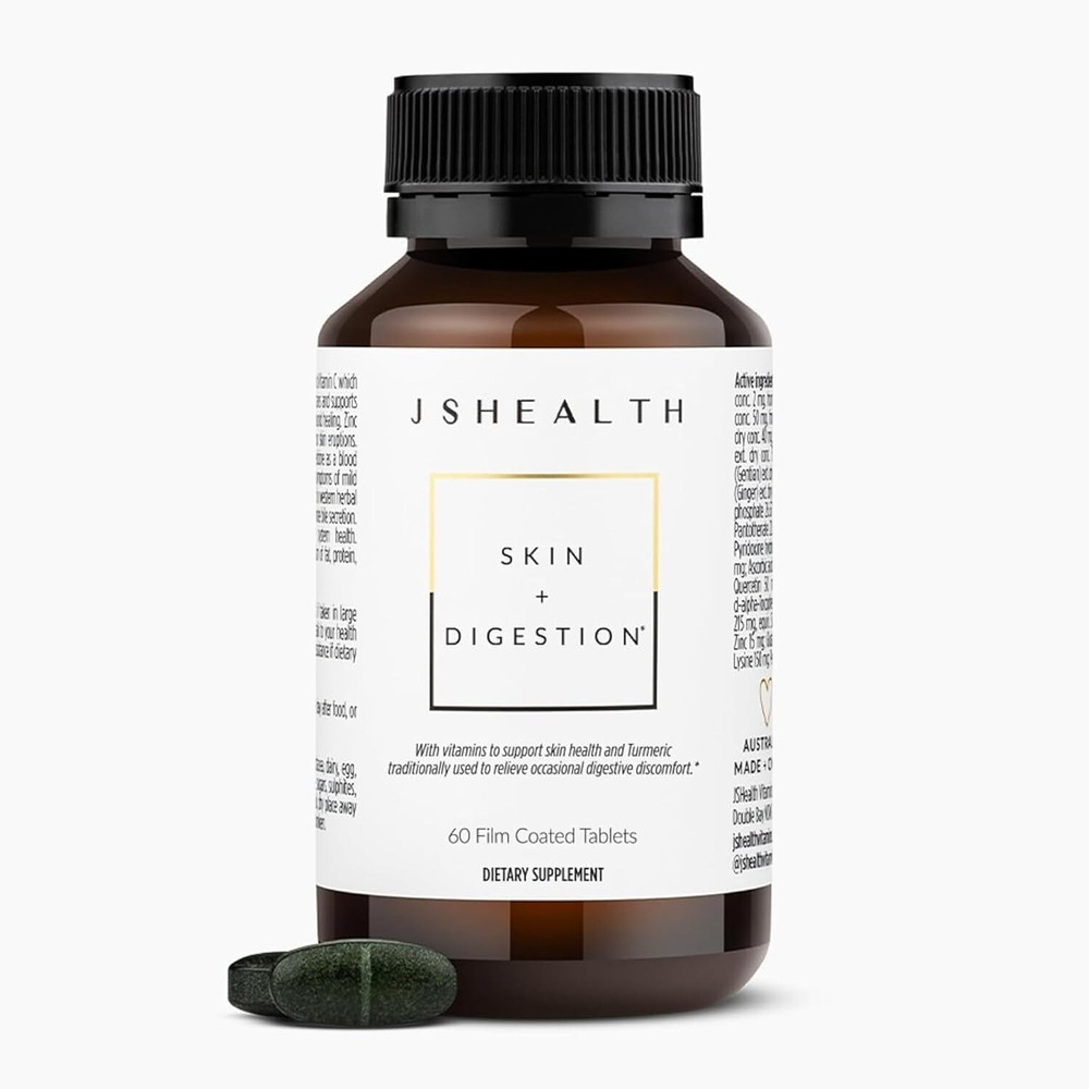 NEW JS Health Skin & Digestion Supplement 60 count Vegan Zinc Vit C Aloe 60 Caps