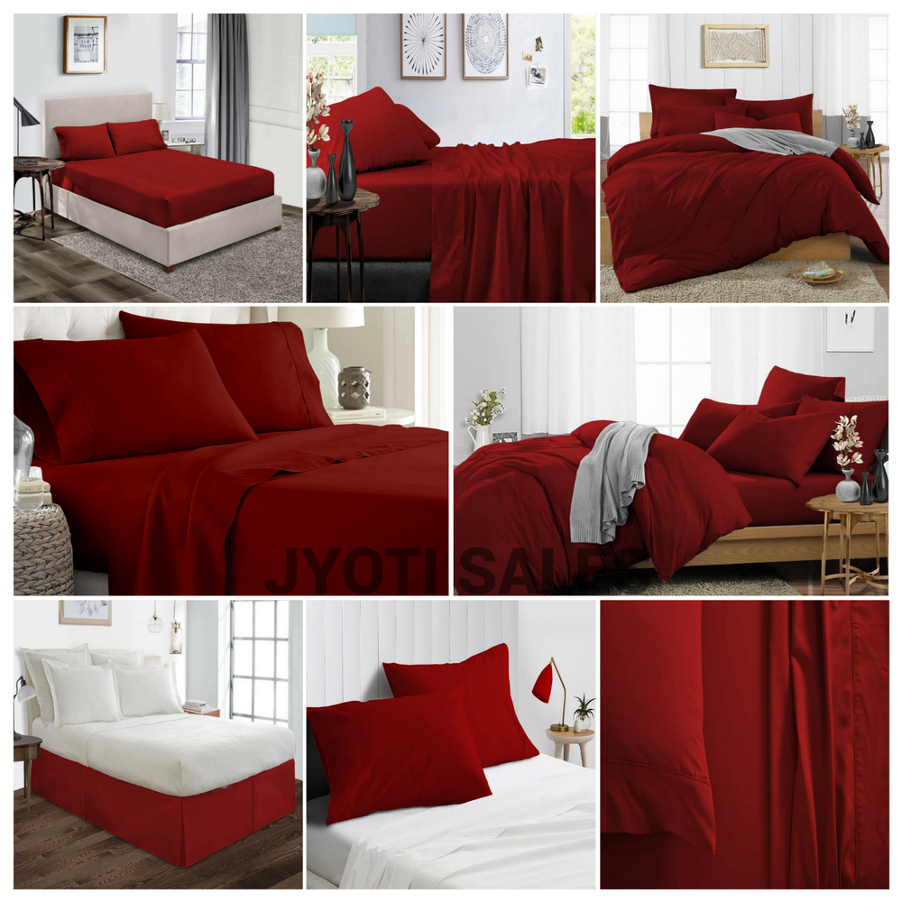 800 Thread Count 100% Cotton Select Bedding Set US Sizes Burgundy Solid