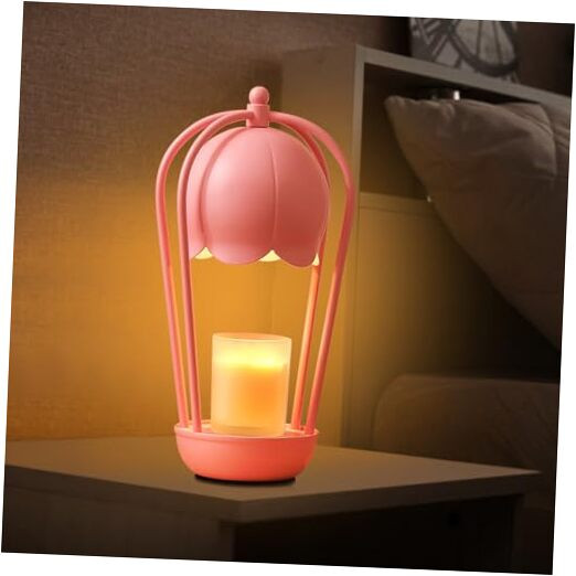 Candle Warmer Lamp with Timer and Dimmable Light in Elegant White Lily Flower Design  