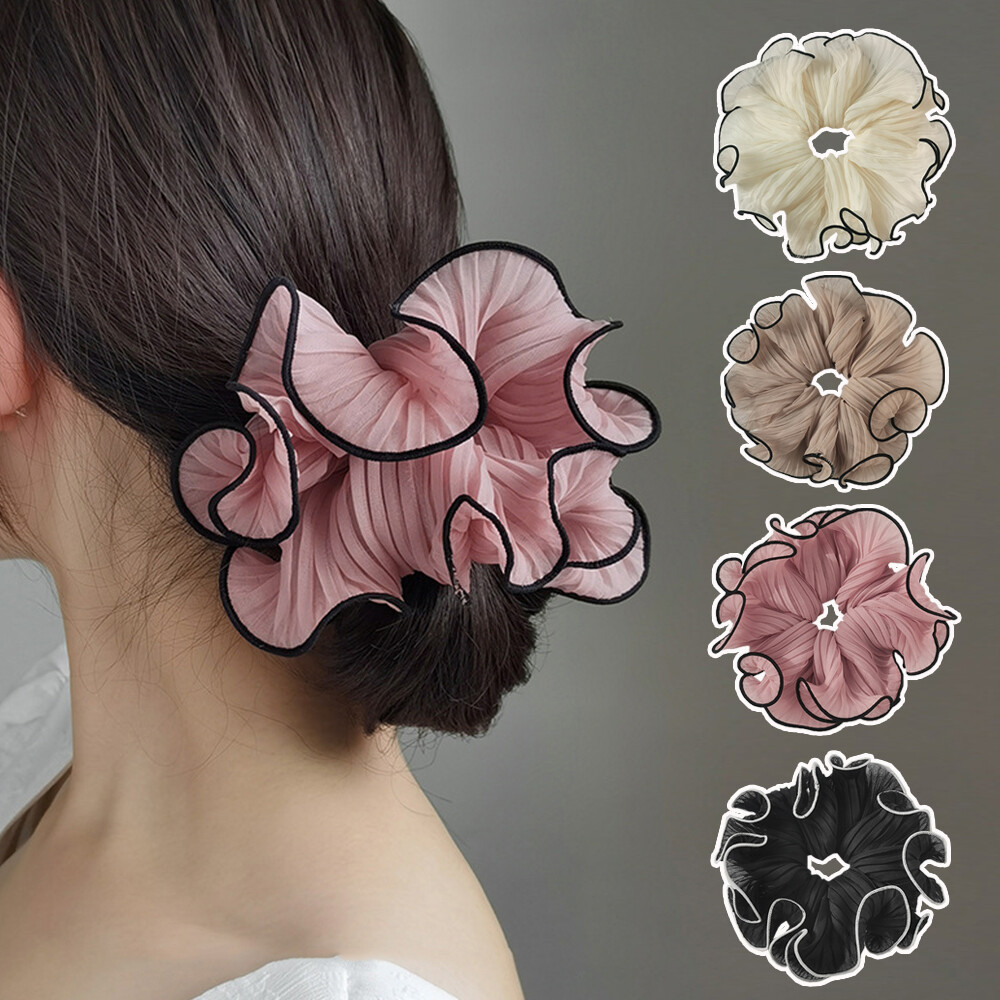 Oversized Floral Scrunchies Hair Ties Elastic Ponytail Holders for Women