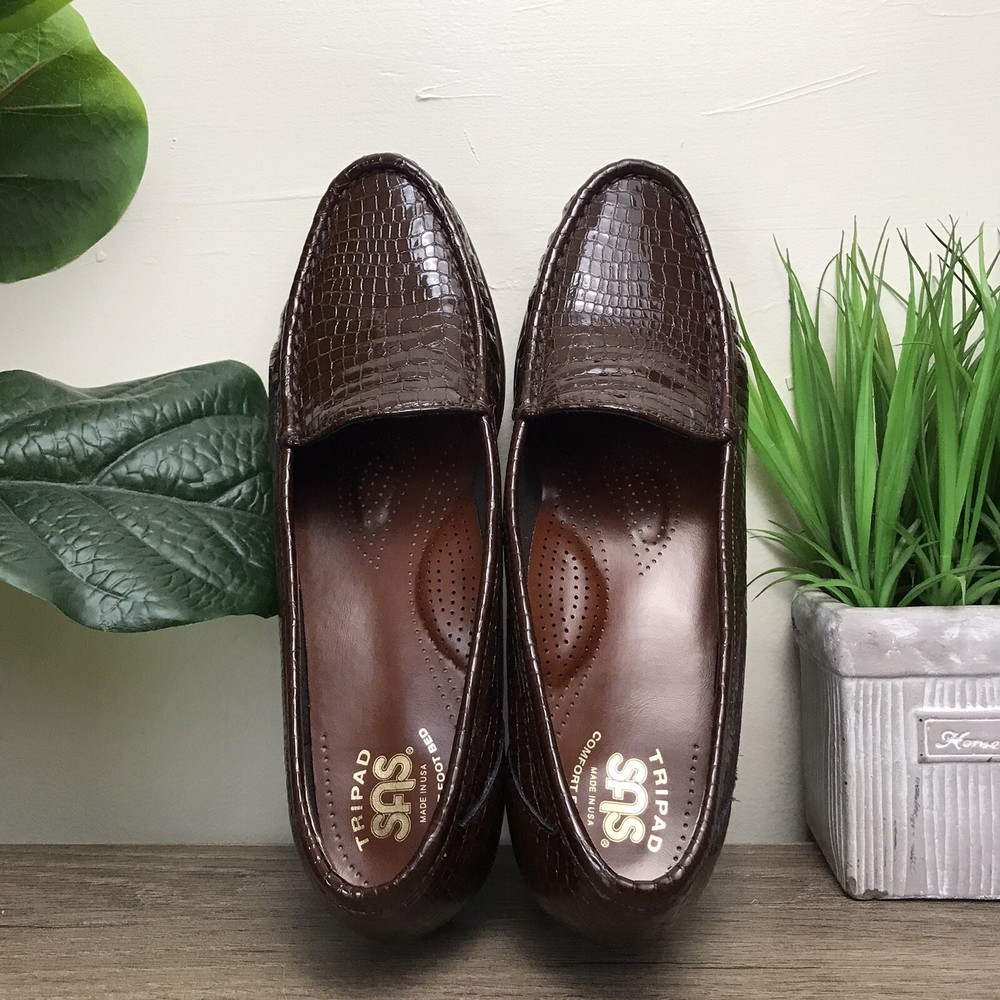 Sale! SAS Simplify Brown Croco Tripad comfort foot bed Women's Size 9.5 S (Slim)