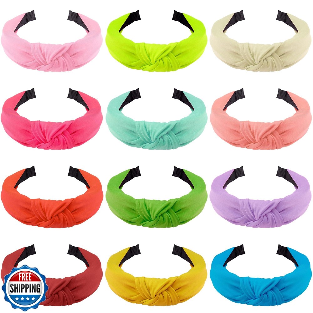 SIQUK 12 Piece Knotted Hair Turbans for Women Colorful Fabric Headbands