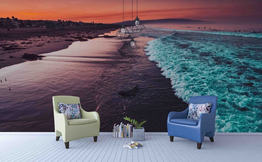 3D Sea Beach Sunset Landscape Wall Murals Wallpaper Murals Wall Sticker