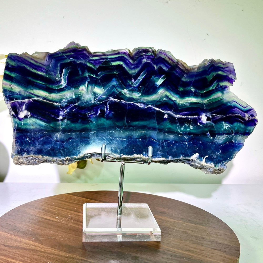6.64LB Natural and beautiful colored fluorite slice quartz crystal mineral sampl