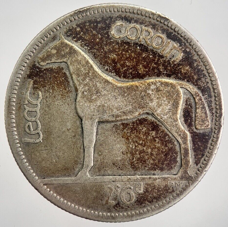 1928 Irish Half Crown Silver Coin with Horse Design - Collectible Grade a7579