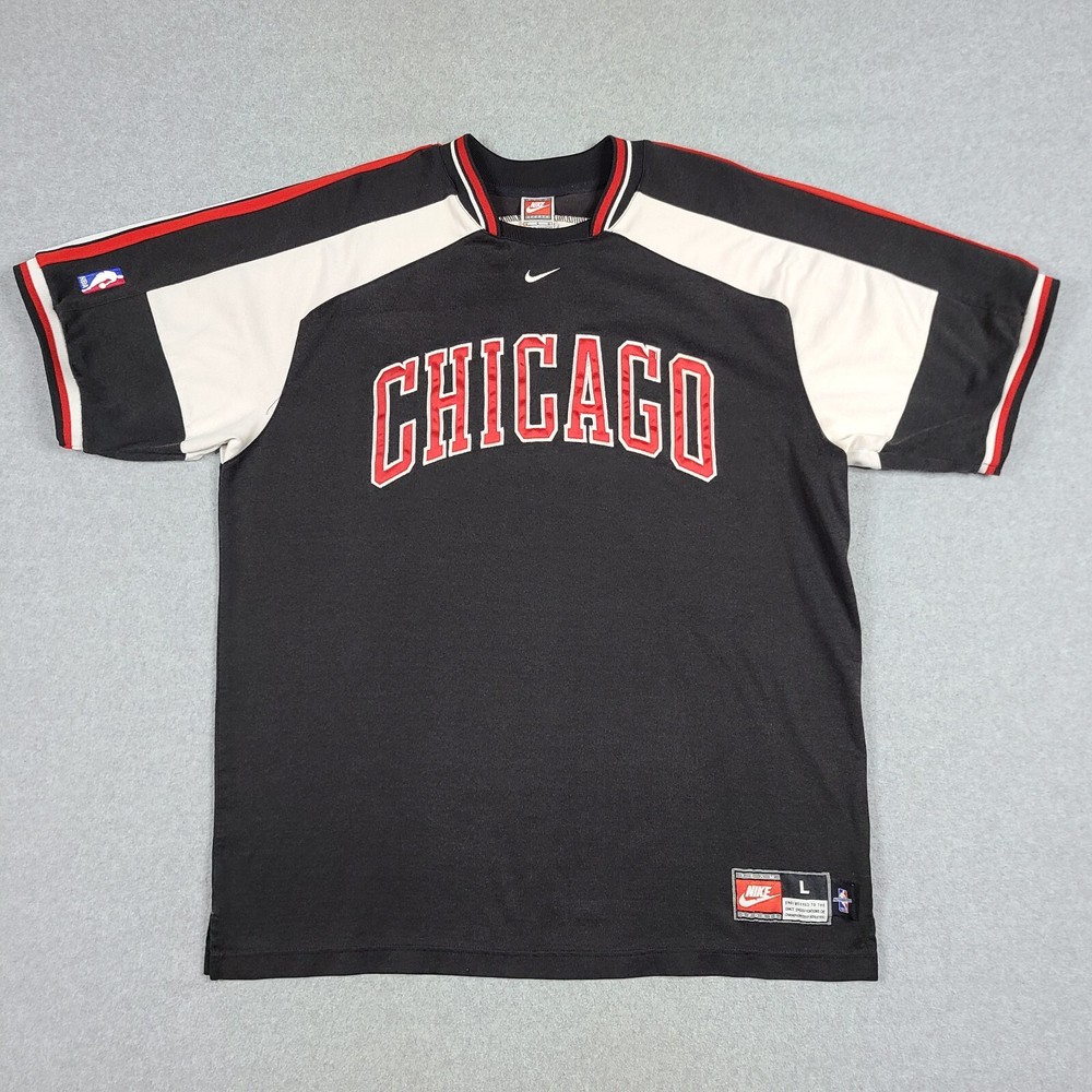Vtg 90s Nike Chicago Bulls NBA Warm Up Jersey T Shirt Center Swoosh Men Jordan