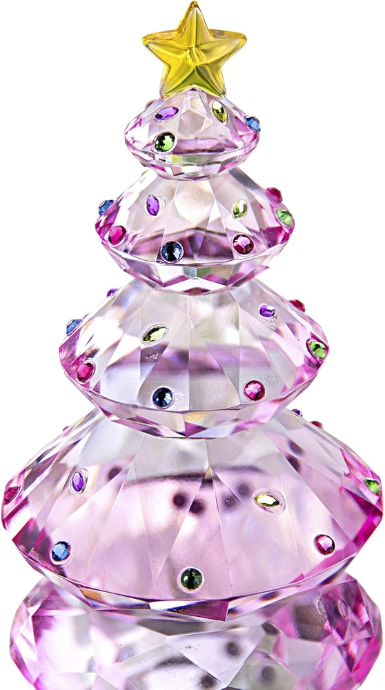 Crystal Christmas Tree Figurine Glass Paperweight Table Ornament Holiday Creativ