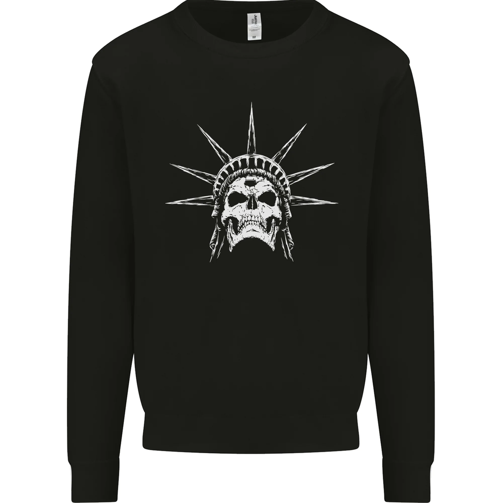 Statue of Liberty Skull USA Gothic Biker Mens Sweatshirt Jumper