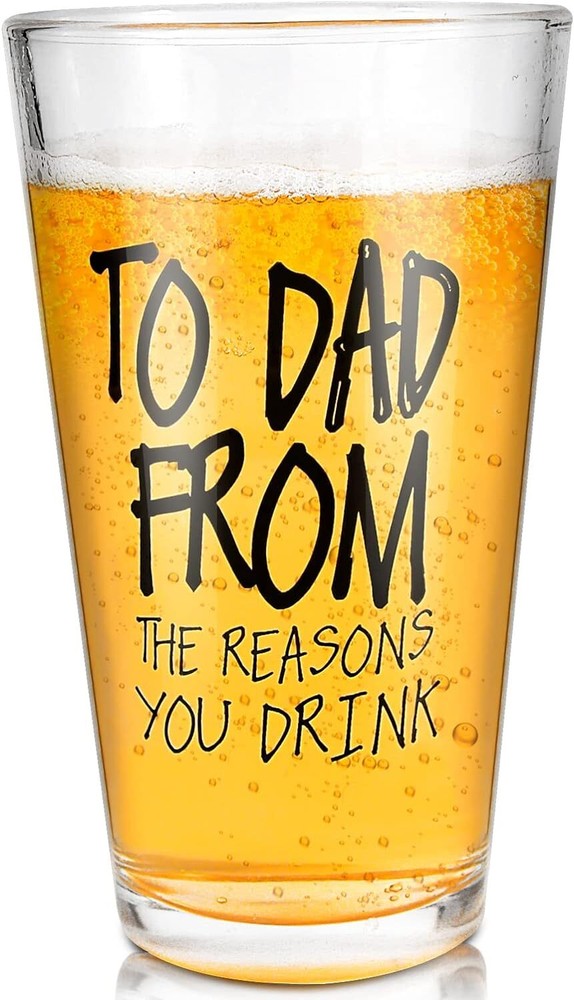 Funny 16oz Beer Glass Gift for Dad from Daughter Son or Wife - Fathers Day Present-image