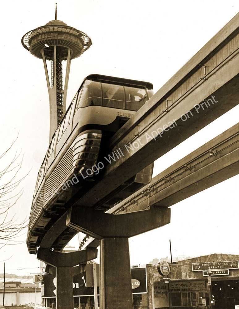 1962 Seattle Space Needle & Monorail Vintage Photo Reprint 8.5x11