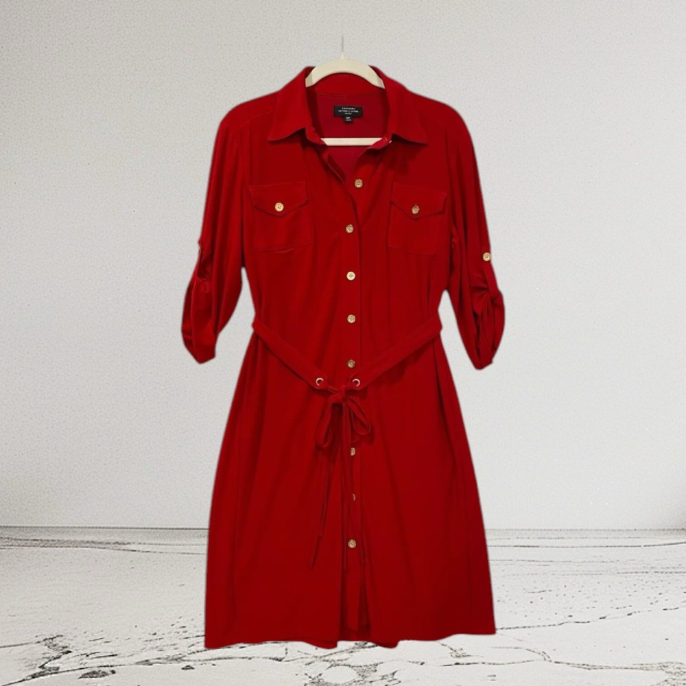 Tahari Arthur S. Levine Shirt Dress Women’s Size 12 Petite Career Holiday Party