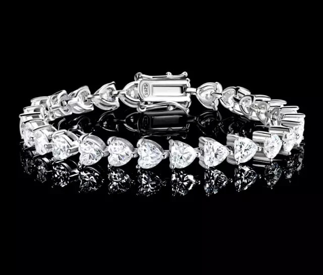 7 CTW VVS1 Heart-Cut Moissanite Tennis Bracelet in 14k White Gold