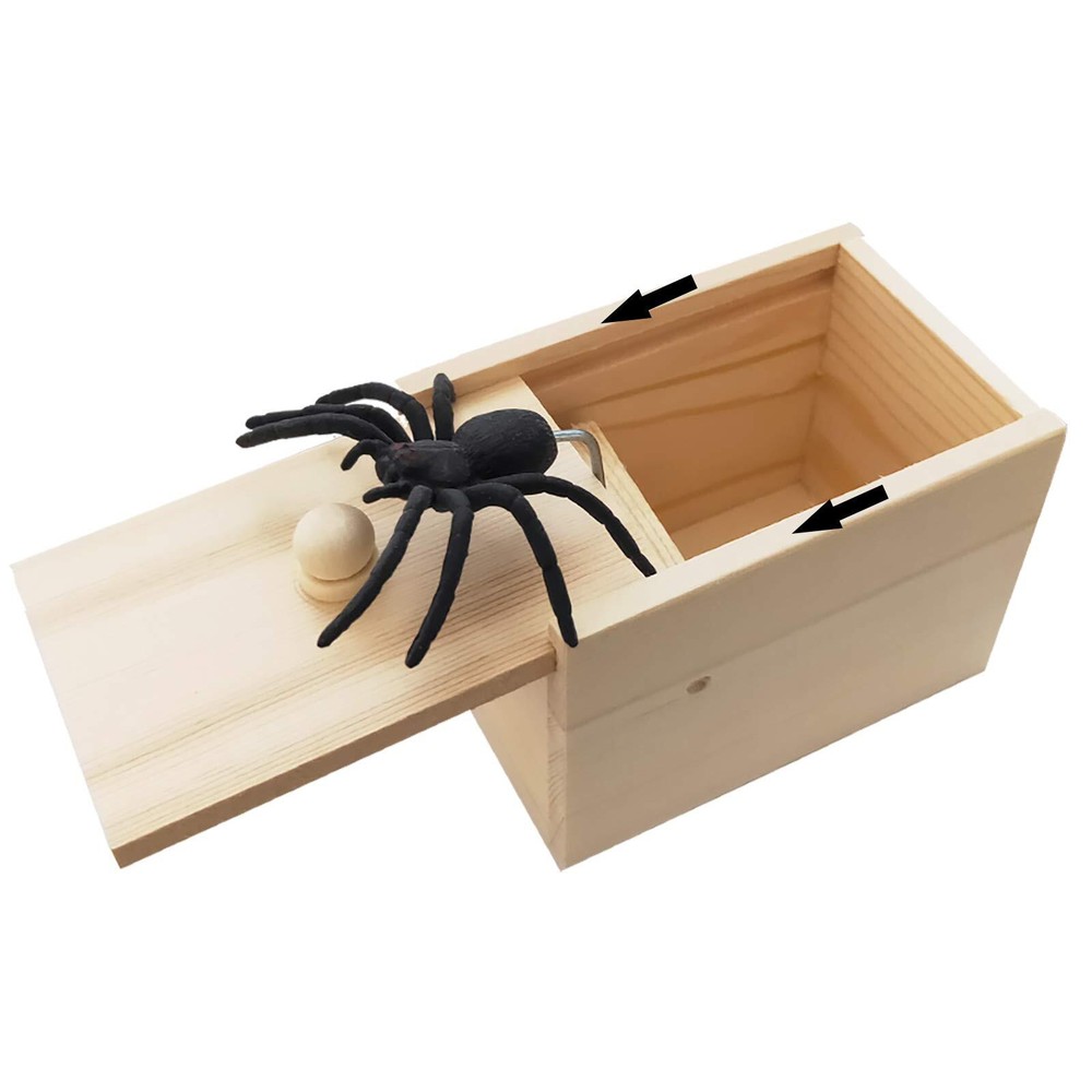 Original Spider Scare Prank Box, Hilarious Wooden Scare Box,Handmade Fun Joke...
