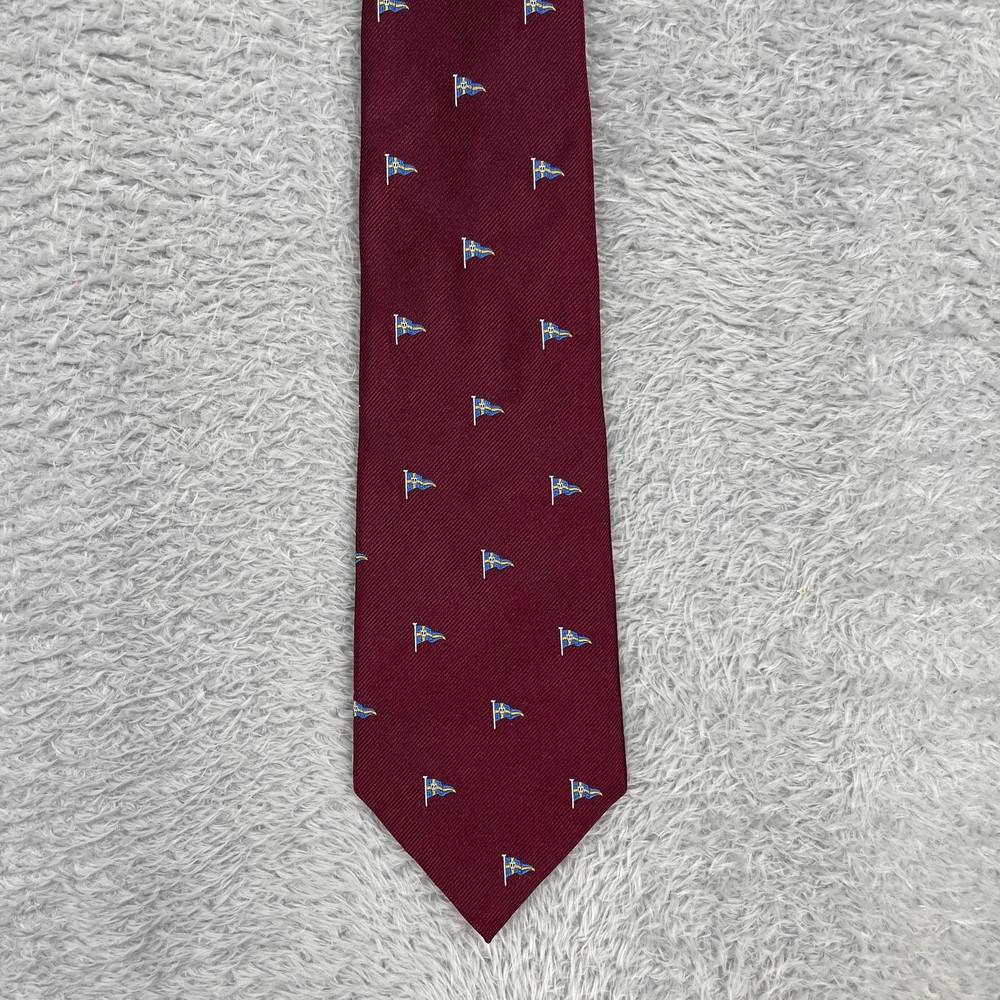 Ralph Lauren Purple Label Tie Mens One Size Red Nautical Flag 100% Silk USA