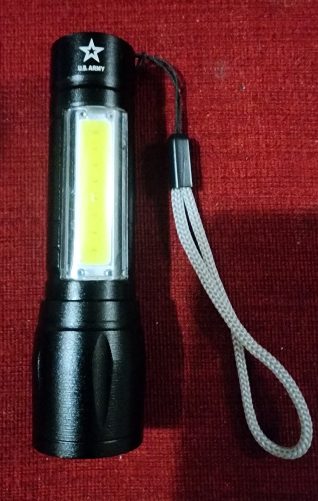 Rechargeable U.S. Army Tactical Strobe Flashlight With Cob Side Lighting