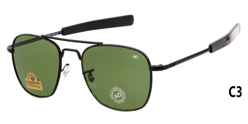 Metal Pilot Vintage Sunglasses Men Glass Lens American Optical Driving Glasses