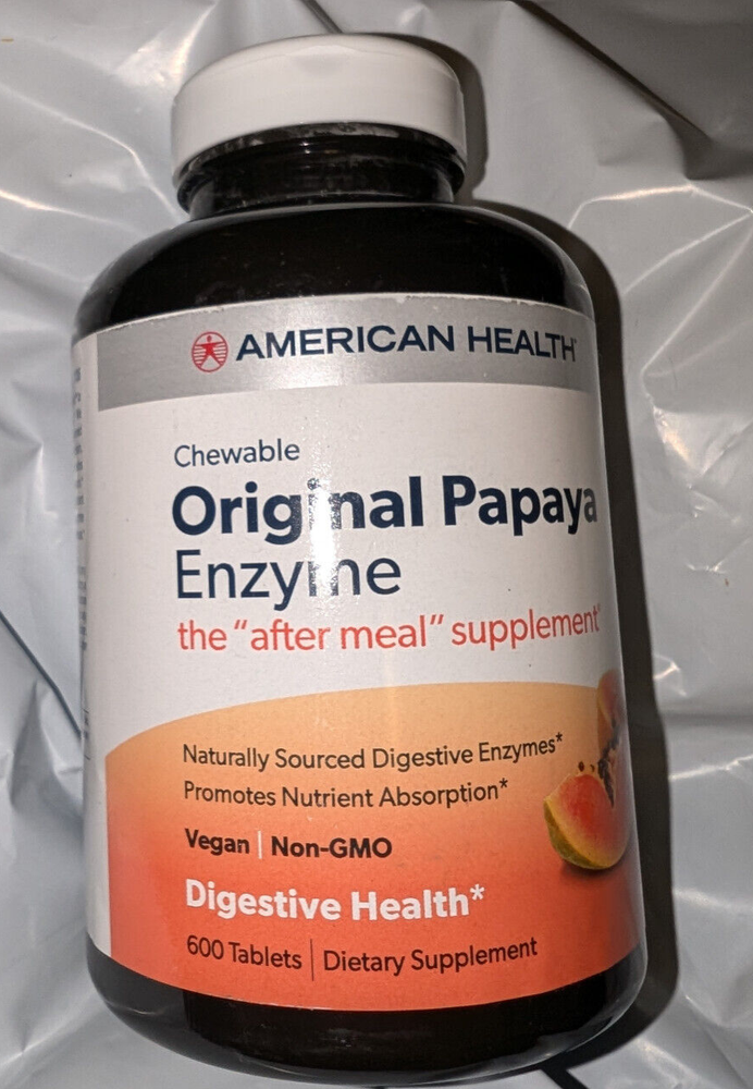 American Health Chewable Original Papaya Enzyme 600 Chewables NEW exp 8/2026