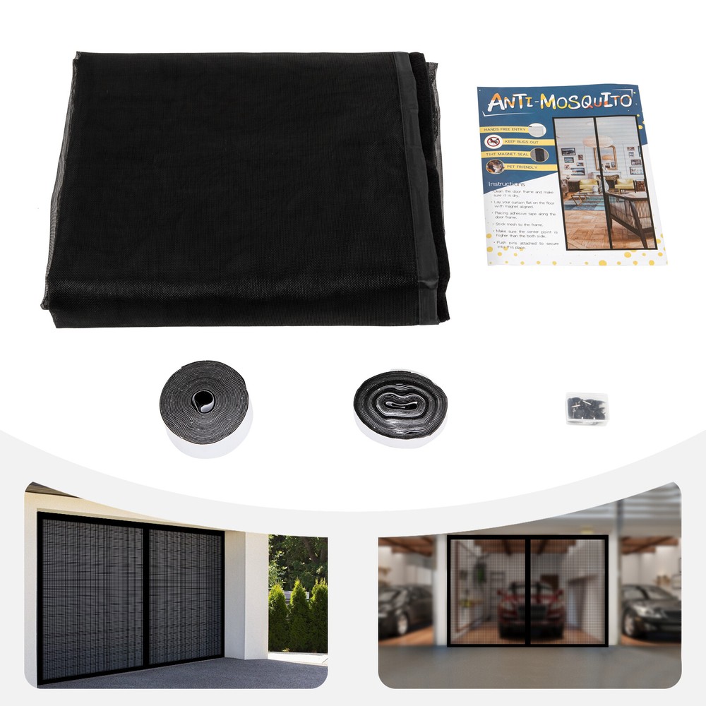 Garage Door Screen Magnetic Single Heavy Duty Mosquito Insects Mesh Net 10 x 8ft