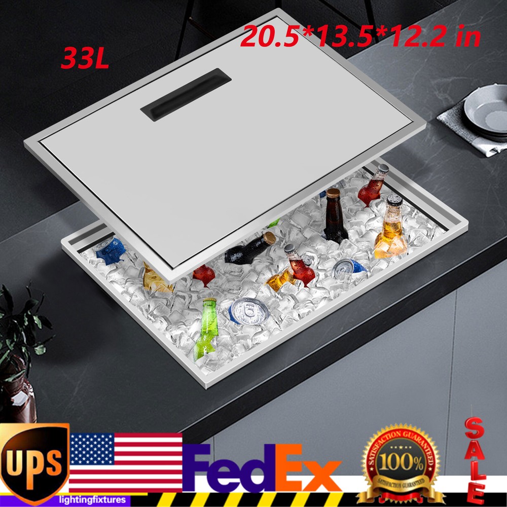 304 Stainless Outdoor Indoor Drop-in Ice Chest Cooler Party bar Ice Bin