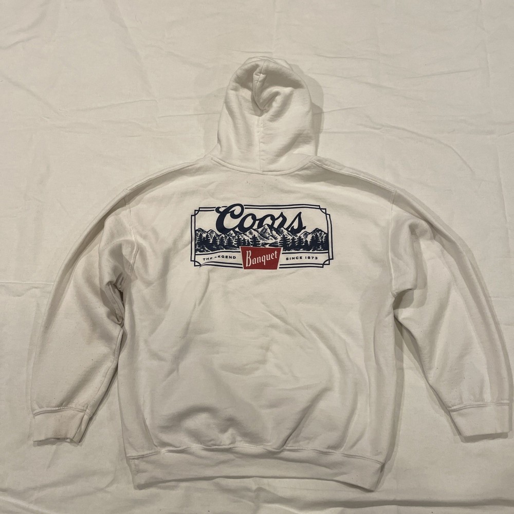 Coors Banquet Pullover Hoodie Men's Large White