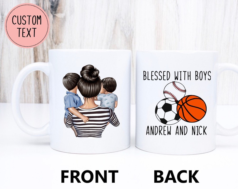 Personalized Mothers Day Gift Mom With Boys Mug Mother's Day Gift Blessed With