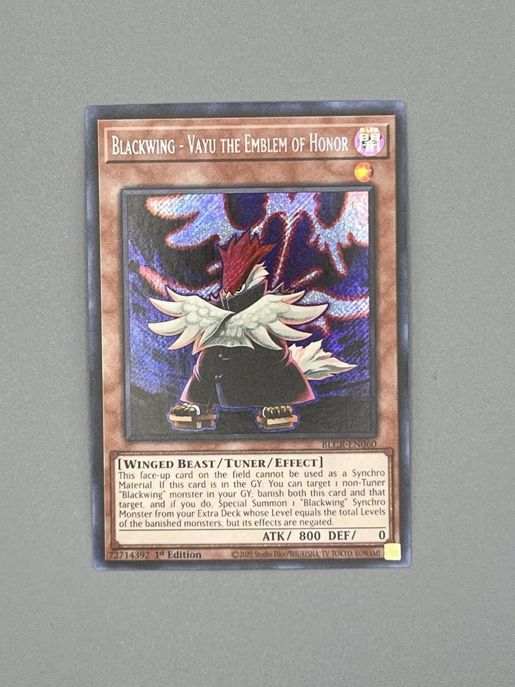 Blackwing Vayu Battles of Legend Crystal Rare BLCR-EN060 Honor Emblem