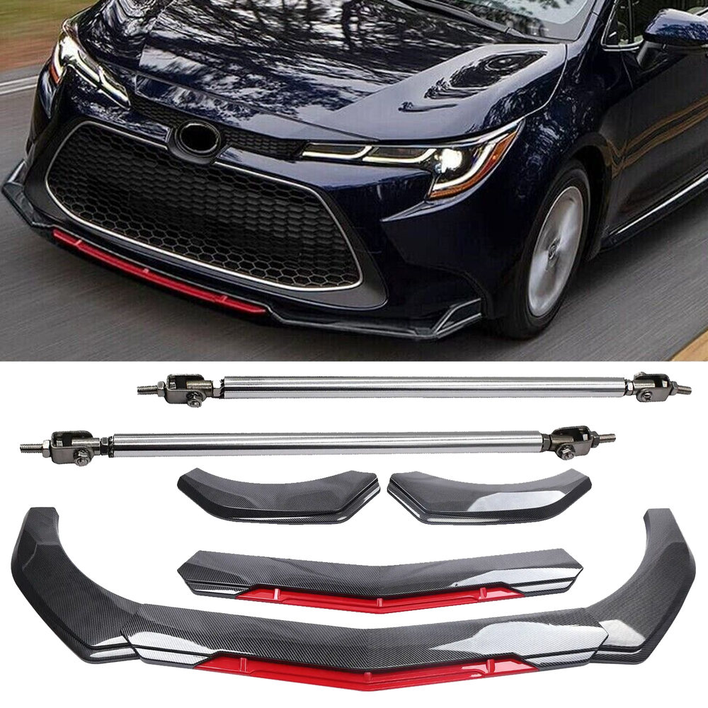 Toyota Corolla Carbon Fiber Front Bumper Lip Spoiler Splitter with Strut Rod