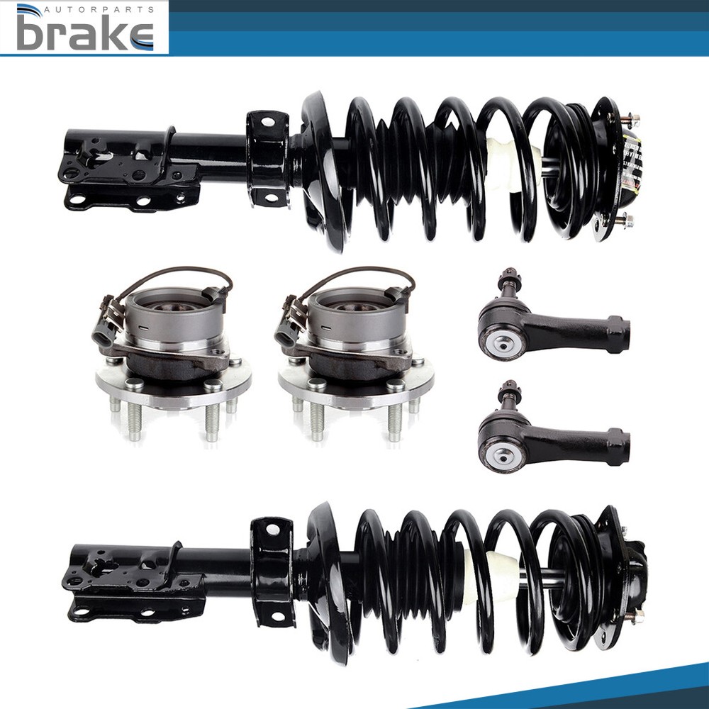 6 New Front Struts Wheel Hub Bearings Tie Rod Kit Chevy Cobalt HHR G5