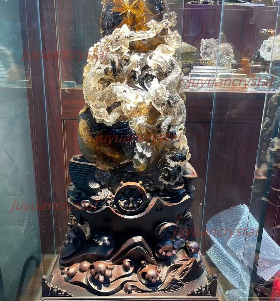 170LB Natural Rutilated Quartz Balls Carved Crystal Dragon Skull Healing Decor