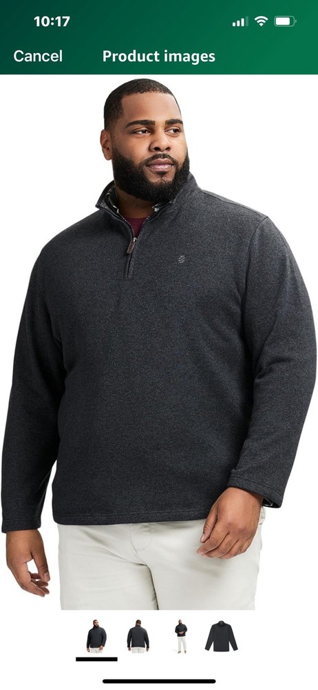IZOD Sweater Fleece Quarter Zip Black 2XB