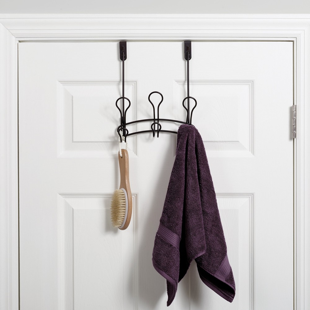 SnugFit 3-Hook Metal over-the-Door Towel Rack, Also for Robes