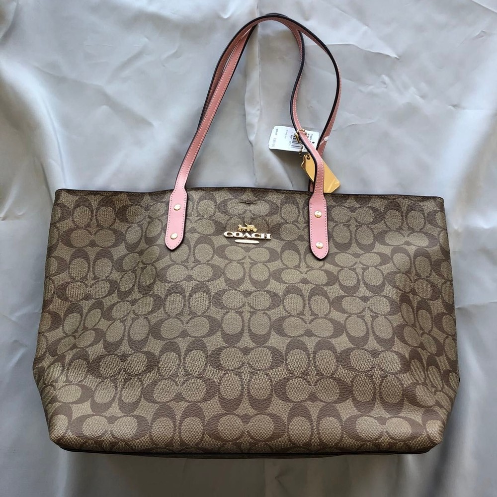 COACH Signature Pink Tote Bag with Iconic C Logo Design