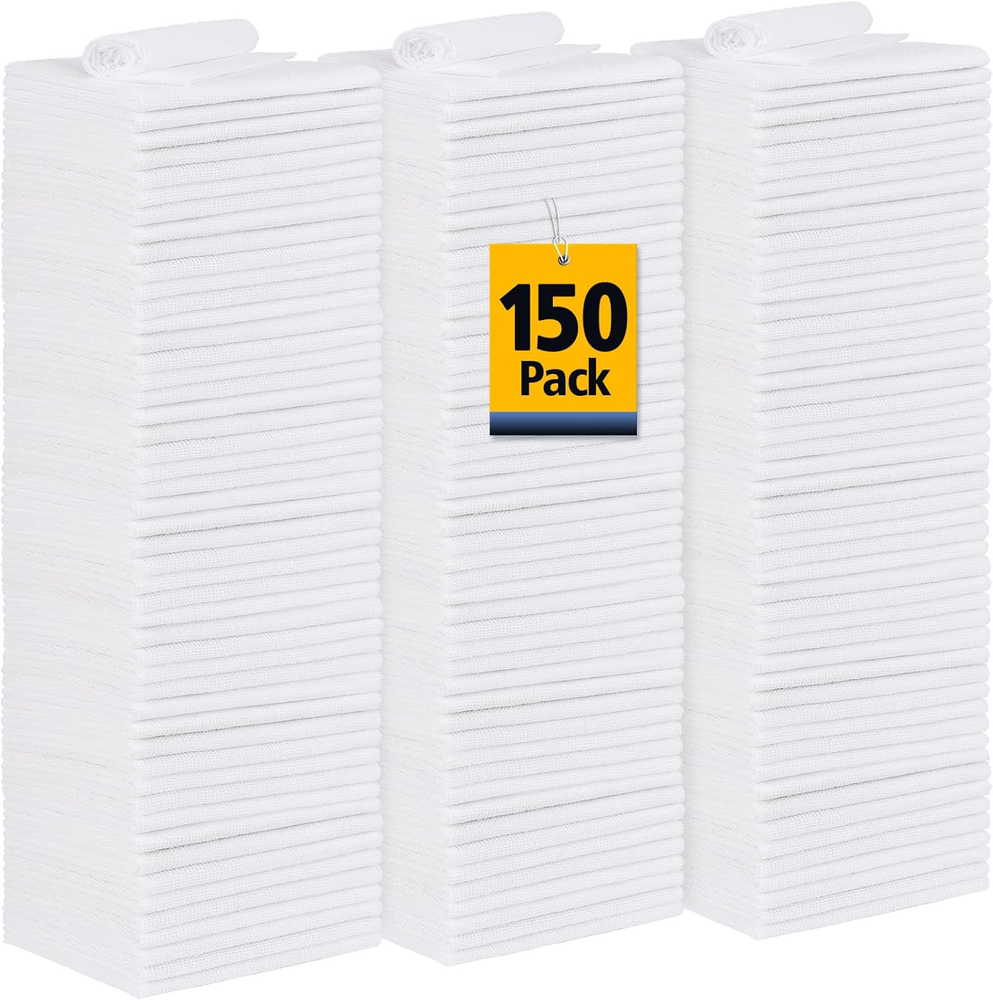 150 Pack Microfiber Shop Towels - Lint Free Cleaning Cloths for Home & Auto