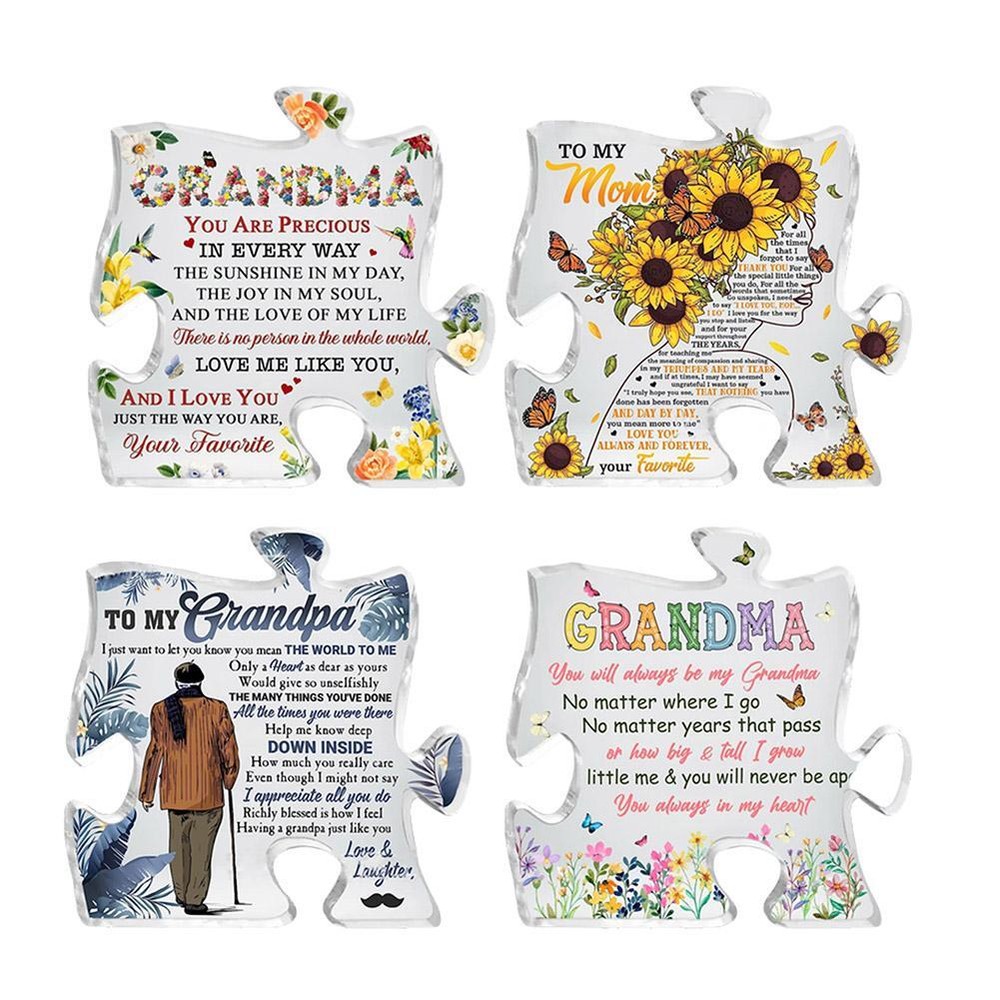 Engraved Acrylic Block Puzzle Gifts for Grandma/Grandpa Mum Sweet Xmas Present