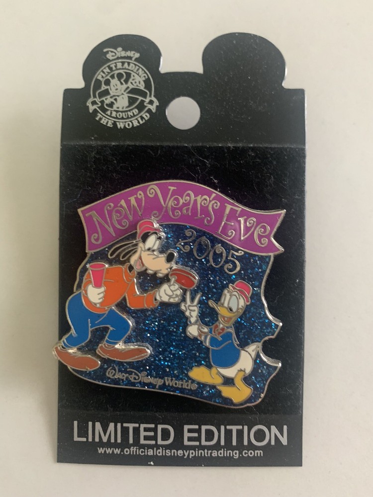 New Disney Pin New Years Eve 2005 Limited Edition Goofy Donald Pin Trading-image