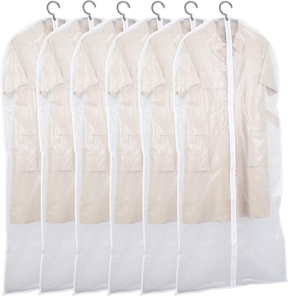 Lightweight Clear Garment Bags with Full Zipper Foldable Dust Proof Breathable Cover  