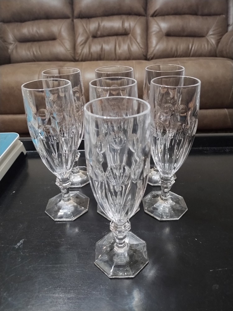 Set of 7 VILLEROY &BOCH Bernadotte Crystal 7'' Champagne Glasses EUC